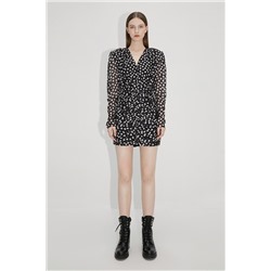 Vestido recto de seda Negro