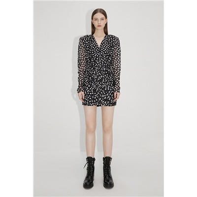 Vestido recto de seda Negro