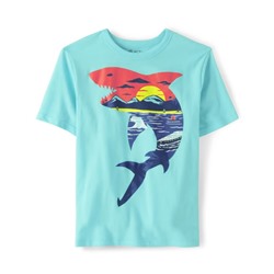 The Children’s Place  Boys Shark Graphic Tee - Blue Radiance