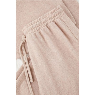 Bej Yumoş Crop ve Wide Leg/Geniş Paça Örme Alt Üst Takım TBBAW26CP00005