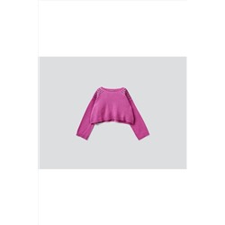 United Colors of Benetton Omuzları Işlemeli Crop Kazak 222A1076C101N-0K9