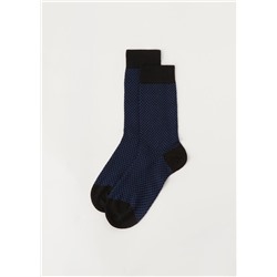 Kurze Herrensocken mit Cashmere und Rautenmuster