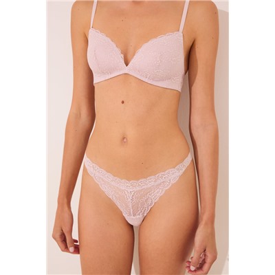 Tanga encaje cintura "V" rosa