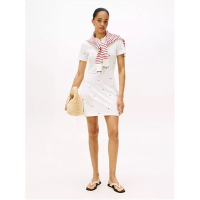 Allover Flag  Slim Stretch Polo Dress