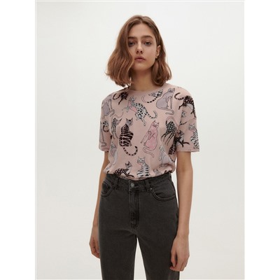 T-Shirt mit Katzenmuster