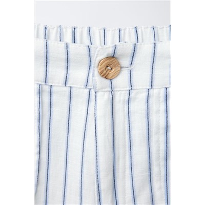 STRIPED LINEN BLEND TROUSERS