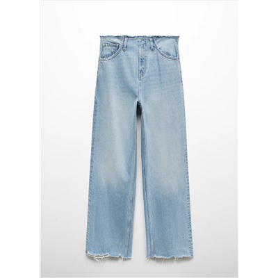 Jeans wideleg terminaciones deshilachadas
