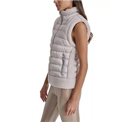DKNY Sport Women's Sherpa-Trim Zip-Front Puffer Vest