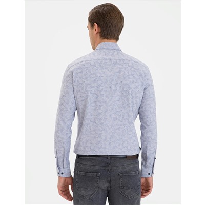 Lacivert Slim Fit Uzun Kollu Gömlek