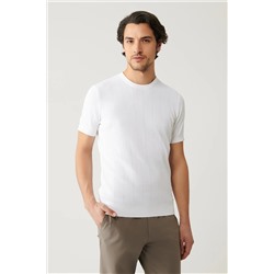 Avva, Erkek Ekru Bisiklet Yaka Ajurlu Triko T-shirt A41y5058