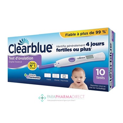 Clearblue Tests d'Ovulation Digital Avancé avec Lecture de Deux Hormones "4 jours" x10