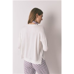Camiseta holgada manga larga blanco