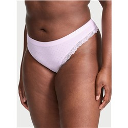 Seamless Lace-Trim Thong Panty