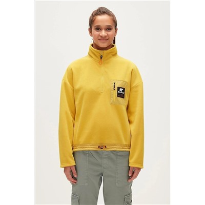 Bad Bear Eva Half-Zip Cider Sarı Yarım Fermuarlu Kadın Polar Sweatshirt 23.04.21.001-C119