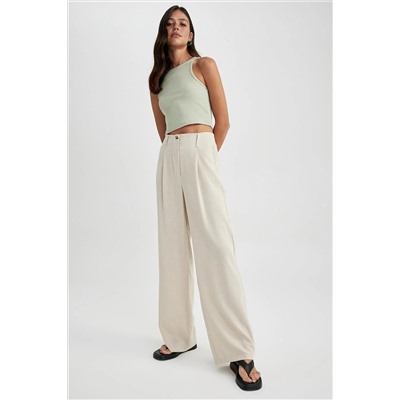 Defacto Wide Leg Keten Karışımlı Pantolon TYC00791471208