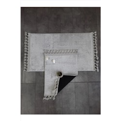 Saroni Elite Gri Ponpon Saçaklı Peluş 2'li Banyo Paspası Halısı Kaymaz Taban Klozet Takımı Püsküllü SRN-ELİTE-PNPSÇKBP-2Lİ