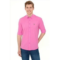 Erkek Pembe Uzun Kollu Basic Gömlek