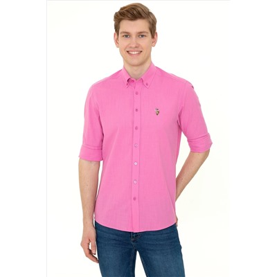 Erkek Pembe Uzun Kollu Basic Gömlek