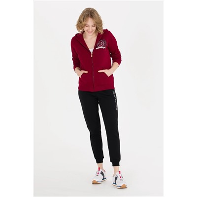 Kadın Vişne Fermuarlı Sweatshirt