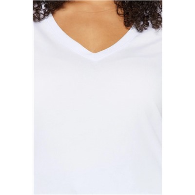 Beyaz V Yaka Basic %100 Pamuk Örme T-Shirt TBBSS22BF0028