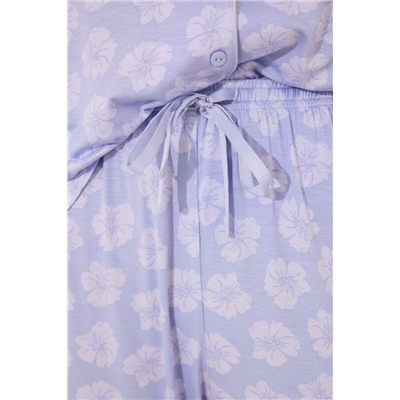 Pijama camisero azul Capri viscosa