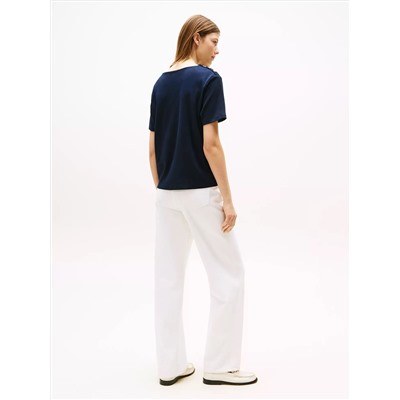 Gold Button-Shoulder T-Shirt