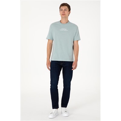 Erkek Comfort Fit Bisiklet Yaka Su Yeşili Tişört