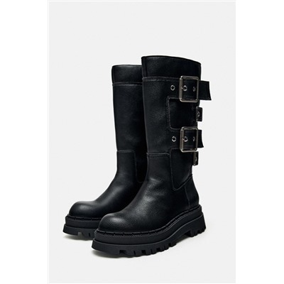 TRACK ANKLE BOOTS WITH BUCKLES