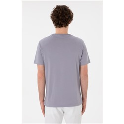 Erkek Regular Fit Bisiklet Yaka Gri Basic Tişört