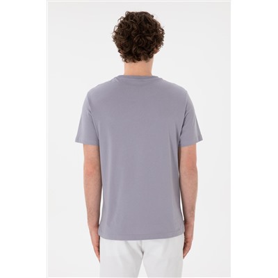 Erkek Regular Fit Bisiklet Yaka Gri Basic Tişört