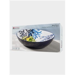 Салатник, 32х26 см, 3 л, керамика К, белый, овальный, Синие кораллы, Blue Coral
