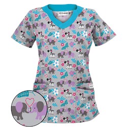UA Jungle Love Silver Print Scrub Top