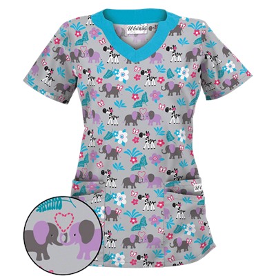 UA Jungle Love Silver Print Scrub Top