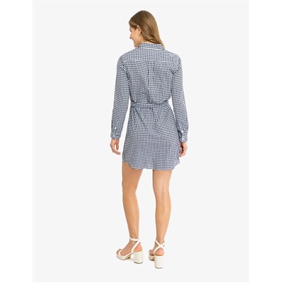 LONG SLEEVE GINGHAM SHIRT DRESS