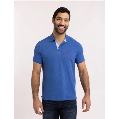 SOLID INTERLOCK POLO SHIRT WITH WOVEN TRIM