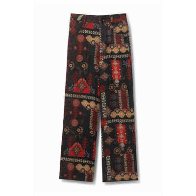 Pantalón ancho cenefas étnicas