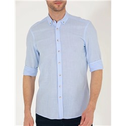 Açık Mavi Slim Fit Uzun Kollu Gömlek