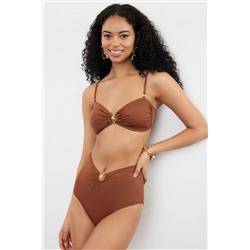 Trendyolmilla Kahverengi Straplez Premium Aksesuarlı Mix&Match Bikini Üstü TBESS24BU00150