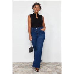Mavi Yüksek Bel Comfort Dikiş Detaylı İspanyol Paça Flare Fit Jeans TBBSS24CJ00003