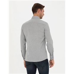 Gri Slim Fit Uzun Kollu Gömlek