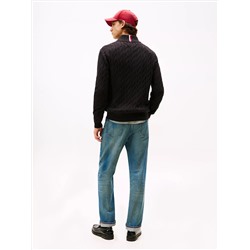 Cable Knit Mockneck Quarter-Zip Sweater
