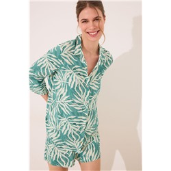 Set camisa y pantalón corto print hojas