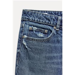 HIGH-WAIST TRF STOVE PIPE FOLDED JEANS