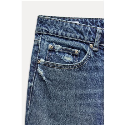 HIGH-WAIST TRF STOVE PIPE FOLDED JEANS