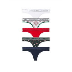 5-Pack Logo Cotton Thong Panties