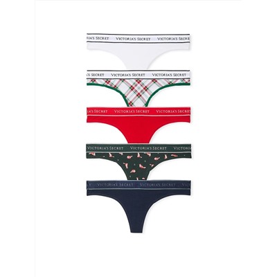 5-Pack Logo Cotton Thong Panties