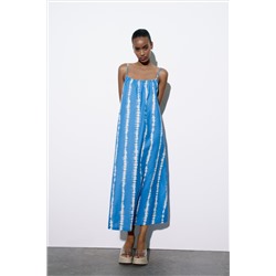 VESTIDO MIDI CON LINO RAYAS
