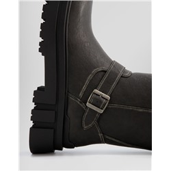 Men’s distressed-effect biker ankle boots