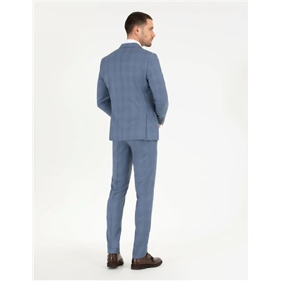 %100 Yün Mavi Ekstra Slim Fit Takım Elbise