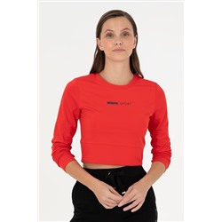 Kadın Kırmızı Bisiklet Yaka Sweatshirt
